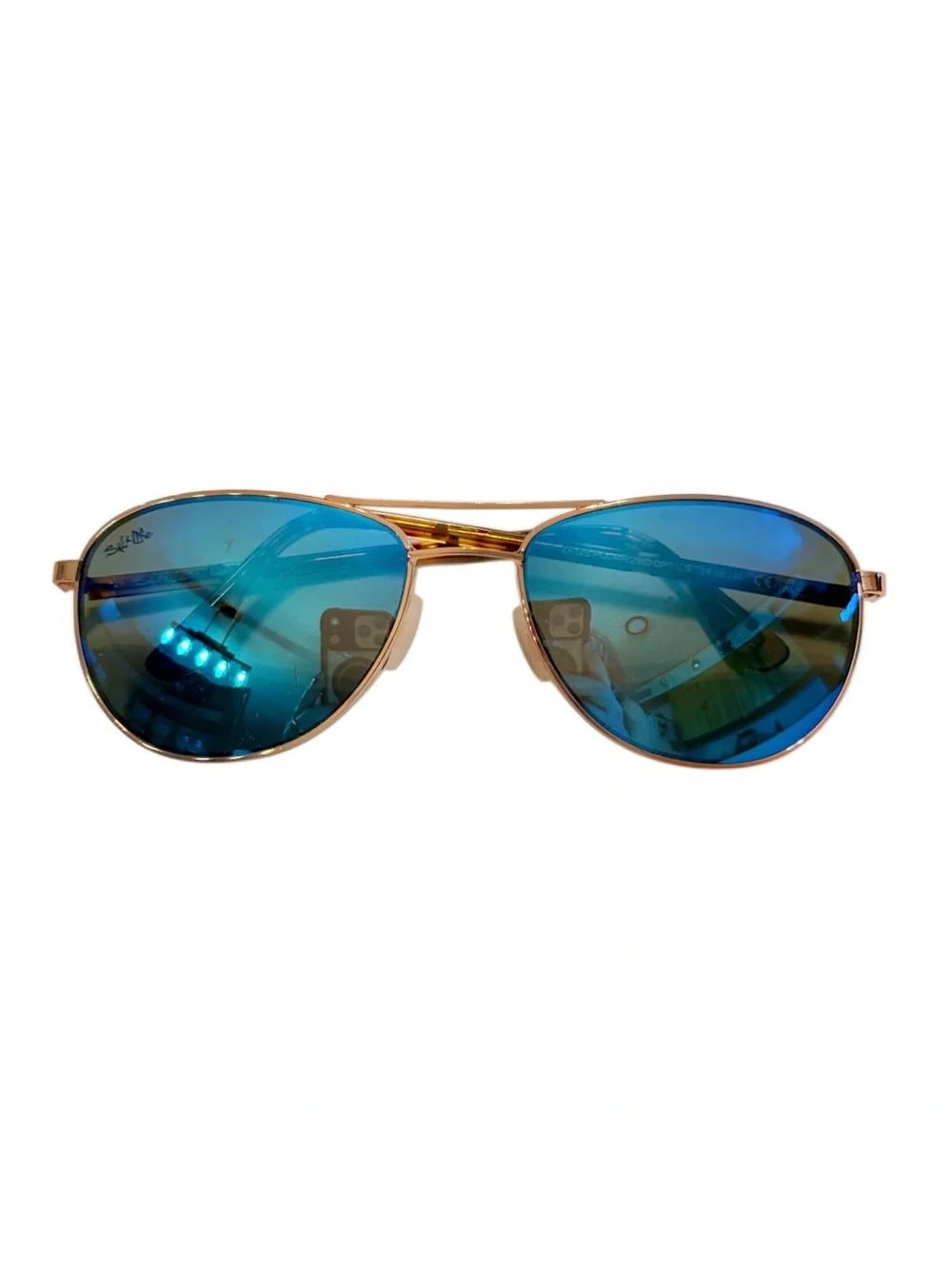 Salt Life Aviator Sunglasses Polarized Blue Mirrored Lenses Gold Frame